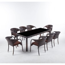 Обеденная мебель из искусственного ротанга комплект  СИЦИЛИЯ «SICILY» 8 персон Dark Brown