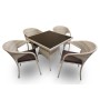 Обеденная группа стол Римини + 4 Кресла Греция,  искусственный ротанг Wood