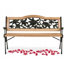 Уличная чугунная скамейка Садовая роза (Garden rose), чугун, лакированный тополь