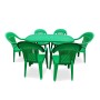 Комплект пластиковый мебели стол Новара + 6 кресел Элегант зеленого цвета