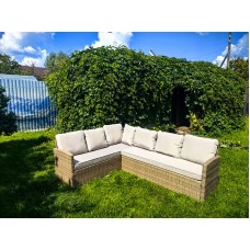 Обеденный диван плетеной мебели Албания «Albania» с подушками Greige Обеденный диван плетеной мебели Албания «Albania» с подушками Greige