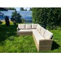 Обеденный диван плетеной мебели Албания «Albania» с подушками Greige