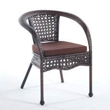 Стул-кресло из ротанга Руардин «Ruardean»с мягкой подушкой 5 см (3 штуки) Dark Brown