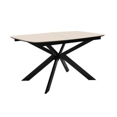 Стол DikLine BK140 керамика Krater Perla (бежевый матовый), подстолье черное, опоры черные