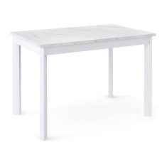 Стол Dikline L110 Мрамор белый (ЛДСП EGGER)/Опоры белый