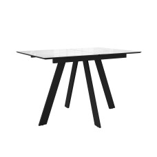 Стол DikLine DKD140 керамика 140(180)х80, Carrara Gloss (мрамор глянец белый), опоры черные (2уп.)