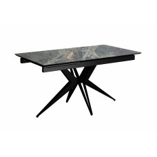 Стол DikLine DKS140 керамика Nebula Gold (мрамор глянец серый), подстолье черное, опоры черные (2уп.)