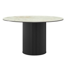 Стол DikLine AKR120 Керамика глянец Ostra Bianco/подстолье черное/опоры черные (2 уп.)