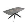Стол DikLine BK140 керамика Nebula Gold (мрамор глянец серый), подстолье черное, опоры черные