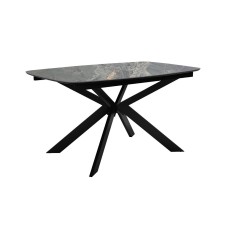Стол DikLine BK140 керамика Nebula Gold (мрамор глянец серый), подстолье черное, опоры черные