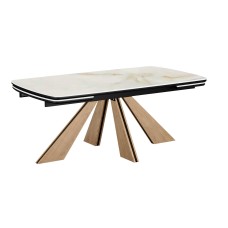 Стол DikLine DKP180 Керамика Ostra Bianco (мрамор глянец белый)/подстолье черное/опоры галифакс (2 уп.)