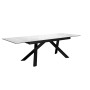 Стол DikLine DKX140 керамика Carrara Gloss (мрамор глянец белый), подстолье черное, опоры черные (2уп.)