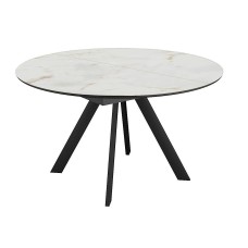 Стол DikLine SKC120 d1200 Керамика глянец Ostra Bianco (мрамор глянец белый)/подстолье черное/опоры черные Стол DikLine SKC120 d1200 Керамика глянец Ostra Bianco (мрамор глянец белый)/подстолье черное/опоры черные