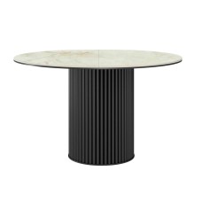 Стол DikLine AKRR120 Керамика глянец Ostra Bianco (мрамор глянец белый)/подстолье черное/опоры черные (2 уп.)