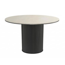 Стол DikLine AKRR120 Керамика Krater Perla (бежевый матовый)/подстолье черное/опоры черные (2 уп.)