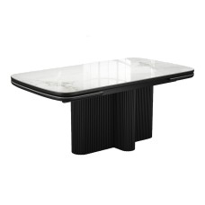 Стол DikLine SKO140 Керамика Пандора Серый глянец YB8020122BG/подстолье черное/опоры черные (2 уп.)