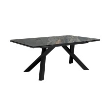 Стол DikLine DKX140 керамика Nebula Gold (мрамор глянец серый), подстолье черное, опоры черные (2уп.)