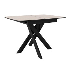 Стол DikLine DKB110, Керамика Krater Perla (бежевый матовый)/подстолье черное/опоры черные Стол DikLine DKB110, Керамика Krater Perla (бежевый матовый)/подстолье черное/опоры черные