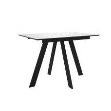 Стол DikLine DKD120 керамика 120(160)х80, Carrara Gloss (мрамор глянец белый), опоры черные (2уп.)