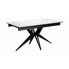 Стол DikLine DKS140 керамика Carrara Gloss (мрамор глянец белый), подстолье черное, опоры черные (2уп.)