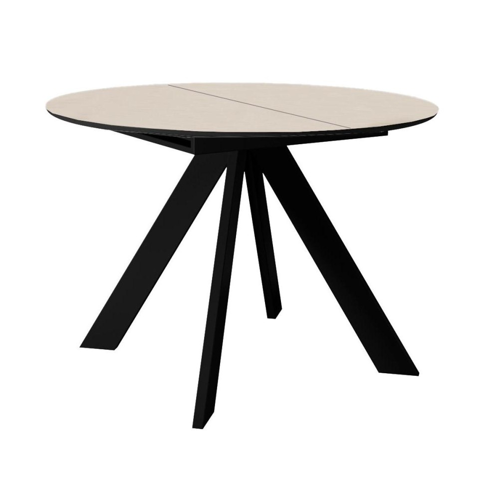 Стол DikLine SKC100 d1000 Керамика Krater Perla (бежевый матовый)/подстолье черное/опоры черные Стол DikLine SKC100 d1000 Керамика Krater Perla (бежевый матовый)/подстолье черное/опоры черные