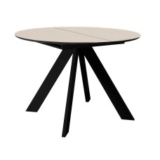 Стол DikLine SKC100 d1000 Керамика Krater Perla (бежевый матовый)/подстолье черное/опоры черные Стол DikLine SKC100 d1000 Керамика Krater Perla (бежевый матовый)/подстолье черное/опоры черные