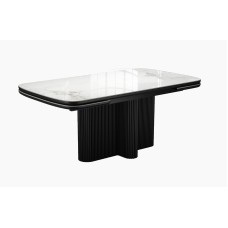 Стол DikLine SKO180 Керамика Пандора Серый глянец YB8020122BG/подстолье черное/опоры черные (2 уп.)