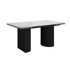 Стол DikLine EKD160, Керамика Белый глянец (К8/2), опоры черные (2 уп.)