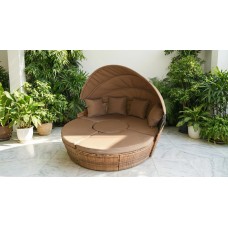 Шезлонг-трансформер 5 в 1 с тентом — VESUVIO из искусственного ротанга, коричневый