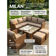 Комплект садовой мебели MILAN из искусственного ротанга, коричневый