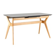 Стол раскл. Нарвик Glass 140-180 Automatic Natur/Dark matte Glass