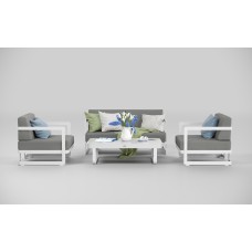 Лаунж зона Виллино светло - серая, алюминий / стекло LVLN.020400.S2