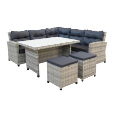 Набор мебели Версаль  арт.NEW-7026/2023 серо-белый, серый (ротанг серо-белый, подушки серые, 1 уп) (Т) "Garden story"