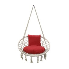 Кресло подвесное Фиби арт.ZRHC30-B (корзина белая, подушка красная )