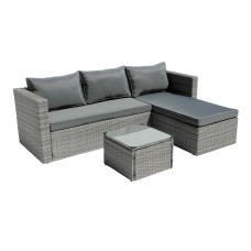 Набор мебели Окланд  арт.GS004 серый, серый 1 уп. (стол стекло+2 дивана ротанг серый, подушки серые) "Garden story"