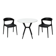 Набор мебели ЕВОК  арт.PP0005WPч+PP9901WRбч белый, черный,  (2стула ЕВОК черный+стол ТЕОРИ бел черн ножки) 