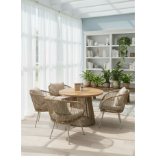 Набор мебели Эллада  арт.WW-2330 желтый, серый 2уп. ( 1 уп стол+1 уп 4 кресла) "Garden story"