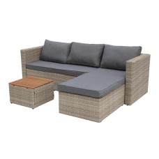 Набор мебели Окланд  арт.GS003 светло-серый, серый 1 уп. (стол поливуд+2 дивана ротанг светло-серый, подушки серые) "Garden story"