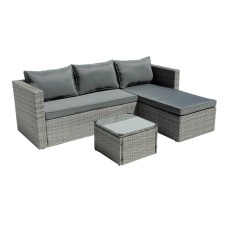 Набор мебели Окланд  арт.GS004 серый, серый 1 уп. (стол стекло+2 дивана ротанг серый, подушки серые) "Garden story"