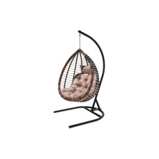 Кресло подвесное Шарм арт.D159-МТ003 (стойка+основание черн, корз.корич-белое, подуш.беж. 3уп. (В))