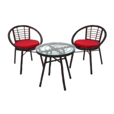 Набор мебели Амальфи  арт.SR003 коричневый, красный 3уп. (подстолье +столешница 1 уп., 2 кресла +2 подушки 2 уп) "Garden story"