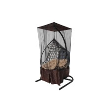 Кресло подвесное Фелиса с крышей арт.7021 (стойка+основание черн, корз.корич, подуш.беж. 3уп. (Т))