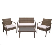 Набор мебели Лион  арт.SFS011/1 коричневый, бежевый 1 уп. (стол+2кресла+диван ротанг кор., подушки беж.) "Garden story"