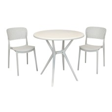 Набор мебели Еска  арт.PP0009GLсс+PP9901WRб светло-серый new, белый,  3уп (2 уп 2 стула Еска све-сер new+ 1упСтол ТЕОРИ бел) 