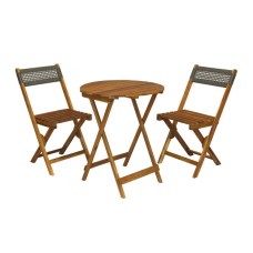 Набор мебели садовый Бали (мини) из акации  арт.ТР2092.1.1 акация цвет дерева,  1 уп (3 предмета: стол+ стул 2шт)  