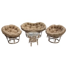 Набор мебели Романо  арт.BG2348,BG2349,BG2350 бежевый, бежевый 8уп ротанг бежевый, подуш беж: 2 крес 4уп; диван 2уп; стол 2уп 