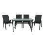 Набор мебели Сан-Ремо  арт.SC-092KD, SC-090 черный,  (4 кресла кор.2+стол 120х70см, каркас черный, сиденья черные) "Garden story"