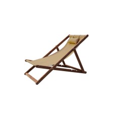 Кресло -шезлонг Альбатрос арт.А68-МТ001 (каркас коричневый, ткань бежевая) 