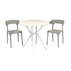 Набор мебели ЕНОВА  арт.PP0002NGс+PP9901WRб серый new,белый,  3уп (2 уп 2 стула ЕНОВА сер.new+ 1упСтол ТЕОРИ бел) 