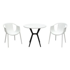 Набор мебели ЭСКАЛЕЙТ  арт.PP0004WPб+PP9901WRбч белый, черный,  (2стула ЭСКАЛЕЙТ бел+стол ТЕОРИ бел черн ножками) 